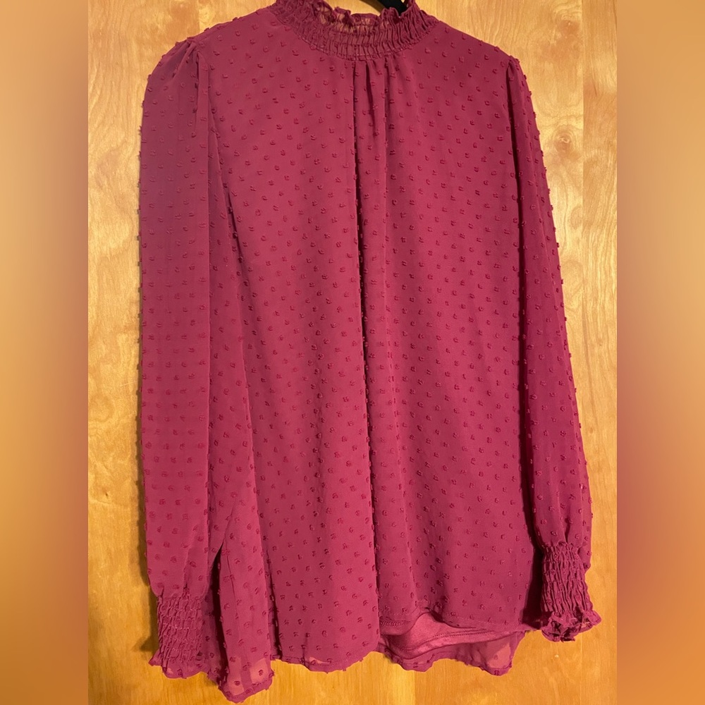 Gibson lined sheer sleeve blouse